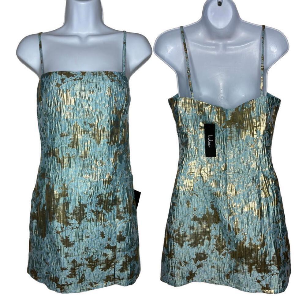 NWT Lulu's Women's Sz M Blue Hoco Mini Dress w/ Metallic Detail (1583) - Picture 1 of 5